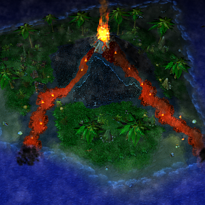 Experimental terrain - volcanic island (This is the terrain I used in my First custom fade filter attempt, it's outdated though - there are a few mist