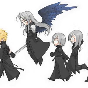 xDD from left to right - Cloud, Sephiroth, Kadaj, Yazoo and Loz