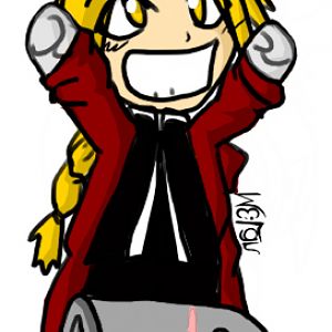 Ed Elric from Full Metal Alchemist xDD (that armor head is his youger borther Alphonse xDD)