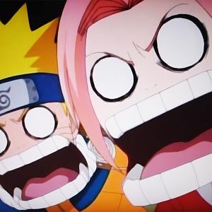 (boy) Naruto Uzumaki and (girl) Sakura Haruno from anime Naruto