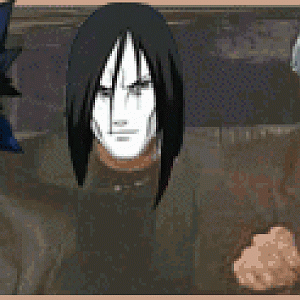 from left to right - Sasuke, Orochimaru and Kabuto from anime Naruto