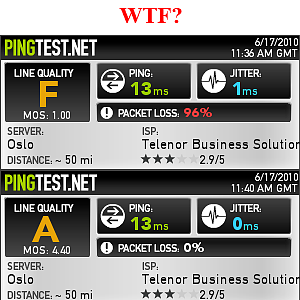 Rofl. Pingtest cannot be trusted :D
These were done right after each other.