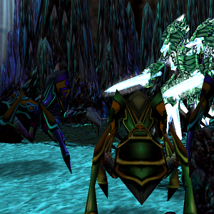 After The Crystal Being channeled his energies, calling the power of ice (<<Thsenë... De'In Melt!>> which meant <<Powers of Ice... Melt!>>)
(P.S Ice
