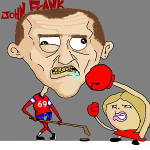 "Portrait of 'John Frank the Sperm Tank'. He plays hockey for the Special Olympics and only fights girls.  Oh! And he also eats his eyebrows & eyelash