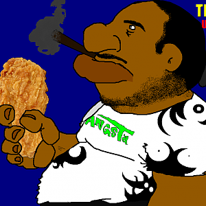 "Portrait of Trent Upshaw. Looks exactly like him and he's even carrying a real piece of fried chicken. Enjoy, Trent!" [Quoted from my facebook]