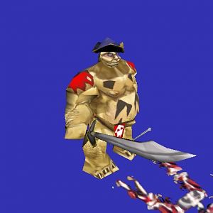 Ogre Pirate, ogre body, hat of proudmoore and the skeleton's sword, an ogre pirate, can him hero glow and use as a pirate captain though