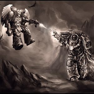 Corax vs Mortarion by Noldofinve  Z