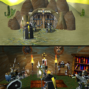"Desert Fox"

In the region of Sandlands, Lady Shadow arrives. She finds a lonely cave entrance surprisingly guarded by soldiers in black.

Guard