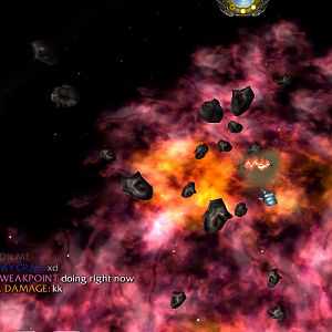 This shows mining operation in asteroid field