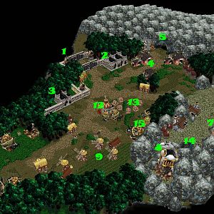 We have finally arrived at SW2's base! Now the dwarven island has become our new fortress. These are the plans for the fortress itself.

1: Gates
2
