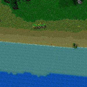 The only beach of the island. I'm planning to add some palm trees and some fishers.