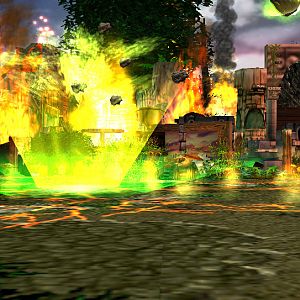 Burned ruin ancient house in an ashenvale forest