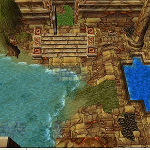 WIP of my "Vined Ruins" tileset with some matching doodads.
