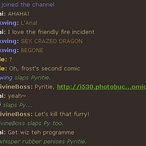 Pyritie the sex crazed dragon enters chat.