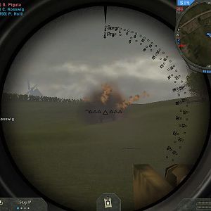 M4A1 Sherman tank, being destroyed by a StuG IV.

~Took from Forgotten Hope 2, a WW2 mod for Battlefield 2.