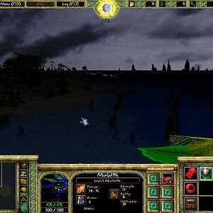 An in-game screen shot showing the dark storm approaching.