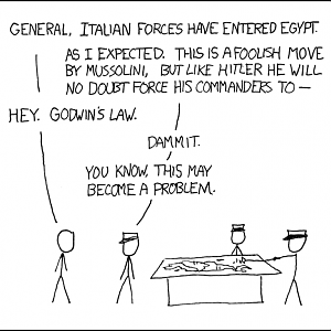 regarding mussolini

http://en.wikipedia.org/wiki/Godwin's_law
(Oh so very true...)