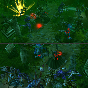 "Troll smash"

Maiev and Glauh were surrounded by satyrs with no way out. Maiev took her chance and sprinted to closest satyr slicing him and his al