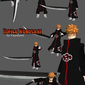 Akatsuki Ichigo

Made by: RaijinSpark

Credits to:
Shin-Orojin - Deva path body
Enix - Ichigo Kurosaki head/Zangetsu

Visit my site for more o