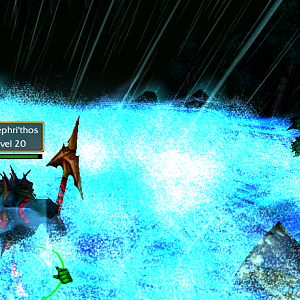 A screenshot in my game Clash of Heroes, which shows Naga Serpent channeling his last skill, Tidal Wave.