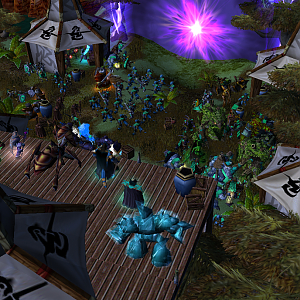 Leader of the Protectorate, Dragram stands atop a wooden roof along with some of the other minor Protectorate leaders. He watches his troops preparing