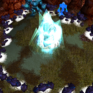 Near the Protectorate camp in Silly Lil Ant's realm, stood now a mysterious rock surrounded by the Ice Elemental Survivors from Argus. They sung of th