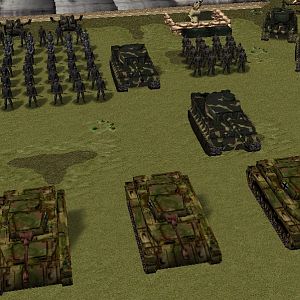 The German Armored Unit occupying the Western Fortifications.

The tanks you see here on the extreme front are Panzer IVs, which I will replace with