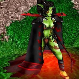 Garona the Female Orc Warden
-Skin by Warlock, Modified Model by Nozdormu

I really love this model a great edit. 

You can get her here: http://
