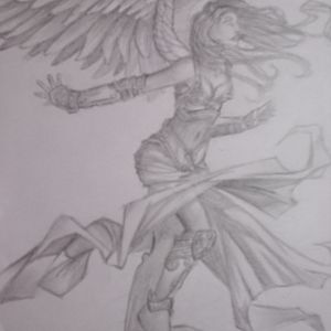 Herald of Serra - A Magic The Gathering card. I copied it from a binder I had, where the picture was 10 times bigger.