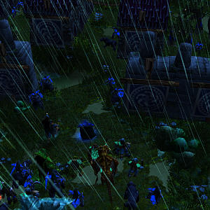 It had started raining and the cold night breeze made it a freezing experience to walk through the Eluna'vi territory ruins. Commander Einnor of the M