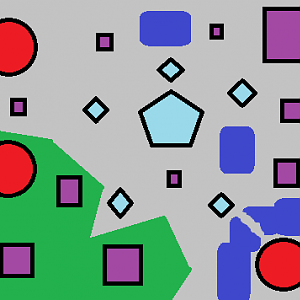 Earth in my RPG.

LEGEND
Landscape
Blue-Water
Grey- City Ruins
Green- Forest

Bases
Purple Squares- Garm Hives
Teal Diamonds and Pentagon- A