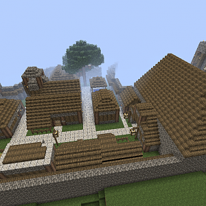 My newly created village in Minecraft, fully integrated with merchant NPC's etc.
