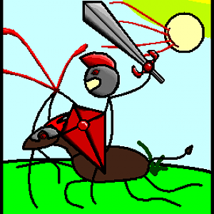 The Second Stickfigure Art, Made Purely from MS Paint: Ruby Knight, a Knight which stores the power of himself all in the rubies of his sword and shie