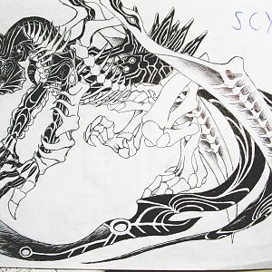 Scylla
- A monster with two large wings. But it not use them to fly but to cut everything around into pieces.
- It have two tails with sharp blade a