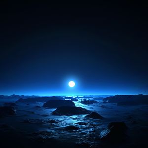 Space Sunset on the cold planet