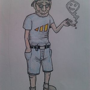 "The Swed as an old man"

I'm making a comic for my friends in the Cocoa bird smoking club, and The Swed is going to be one of the characters. This