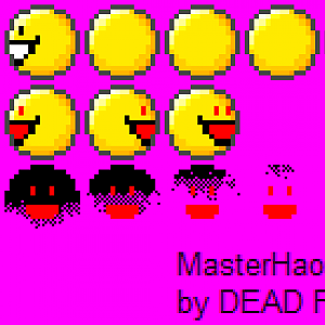 MasterHaosis sprites by me, 8 rotations, for FPS games. Based upon a big grin smiley that Haosis is known for overusing.

Sprite name: HAOS
Top row