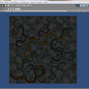 The board that I am using for the snakes and ladders game.