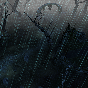 An updated shot of Driftmire. A graveyard on the outskirts near a ruined building.