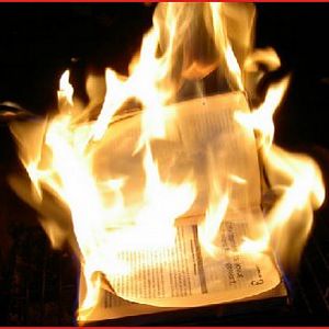 A burning scroll.