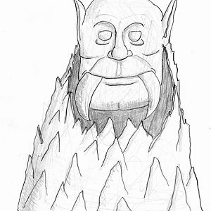 Drawing of a Model Request

It's a natural mountain spire with a smiling peon God's face carved into the upper part.