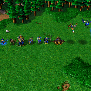 all non-hero High Elf units from left to right: Worker, Swordsman, Archer, Ranger, Judicator, Priest, Sorceress, Arcane Guildsman, Ballista, Dragon ha