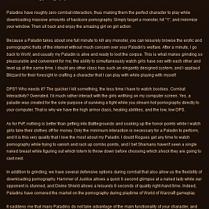 So, why play WoW or better yet: A paladin