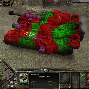 My IG army! :D 
Name: 412th Clowns
My Baneblade! :P