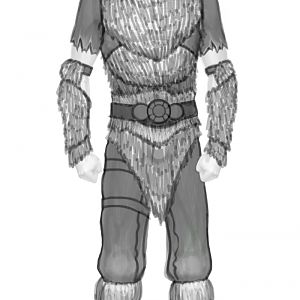 I drew a ragdoll and then fur armor over it.