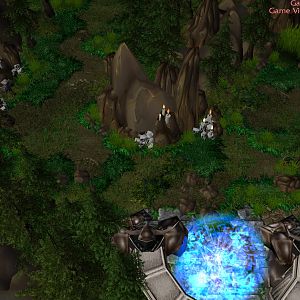 Entrace to the forest (north), is sightly visible in first screen (top left corner, behind the trees).