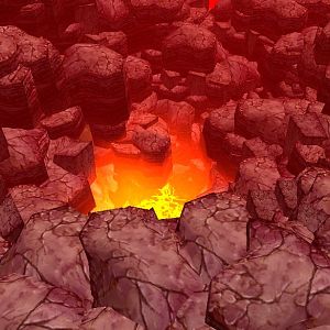 Volcano crater with fog