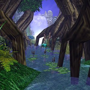 swamp and waterfall