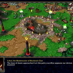 Lahai, the Blademaster of the Blackrock Clan. Notice the new structures behind him and orcs who are helping him to complete his goal.

"I'm thinking