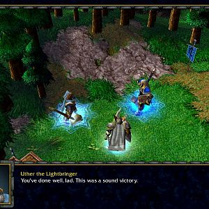 The ending cinematic with Uther the Lightbringer, Arthas Menethil, and Captain Falric.
